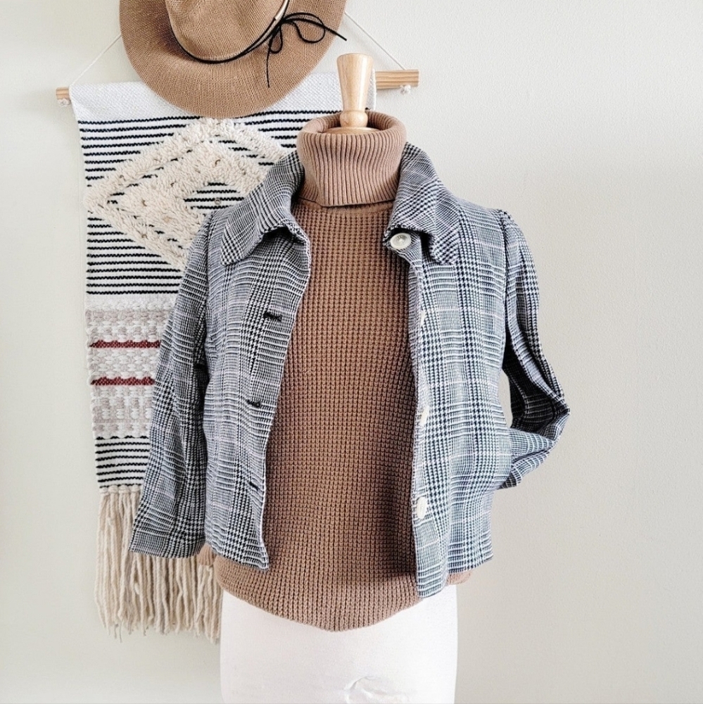Lauren Ralph Lauren houndstooth plaid cropped blazer jacket